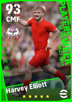Harvey Elliott eFootball 2026 player card — 93 OVR CMF