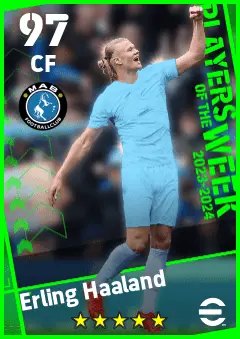 Erling Haaland eFootball 2026 player card — 97 OVR CF