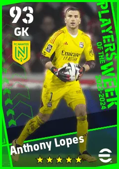 Anthony Lopes eFootball 2026 player card — 93 OVR GK
