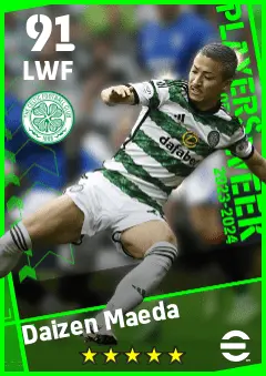 Daizen Maeda eFootball 2026 player card — 91 OVR LWF