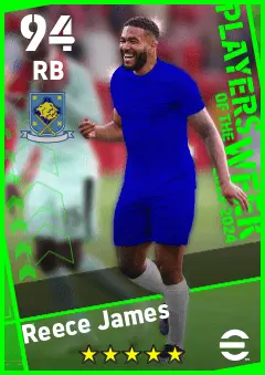 Reece James eFootball 2026 player card — 94 OVR RB