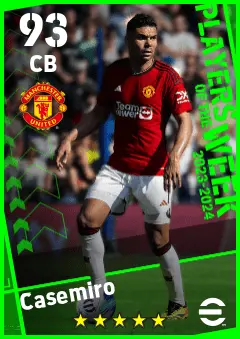 Casemiro eFootball 2026 player card — 93 OVR CB