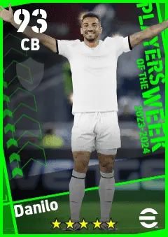 Danilo eFootball 2026 player card — 93 OVR CB