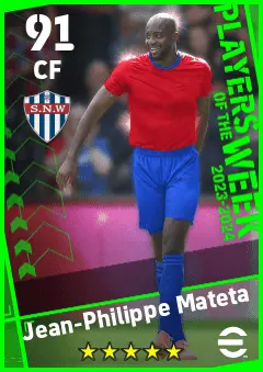 Jean-Philippe Mateta eFootball 2026 player card — 91 OVR CF