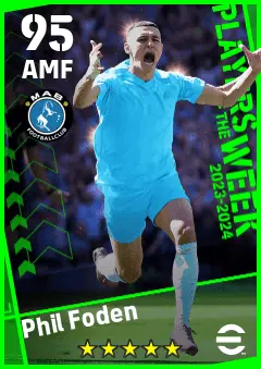 Phil Foden eFootball 2026 player card — 95 OVR AMF