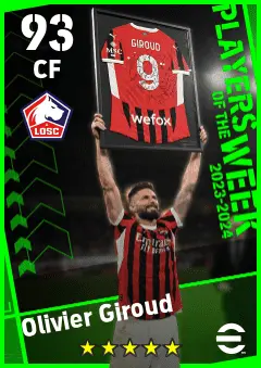 Olivier Giroud eFootball 2026 player card — 93 OVR CF