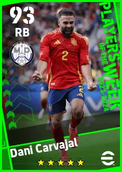 Dani Carvajal eFootball 2026 player card — 93 OVR RB