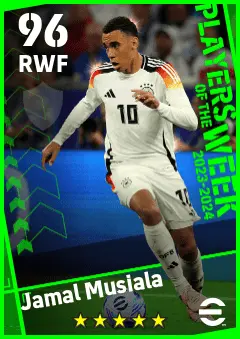 Jamal Musiala eFootball 2026 player card — 96 OVR RWF