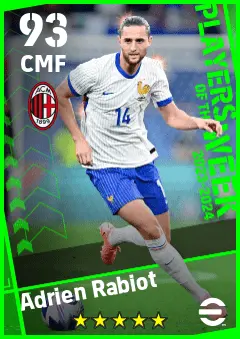 Adrien Rabiot eFootball 2026 player card — 93 OVR CMF