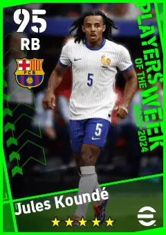 Jules Kounde eFootball 2026 player card — 95 OVR RB