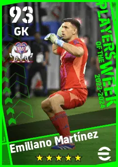 Emiliano Martinez eFootball 2026 player card — 93 OVR GK