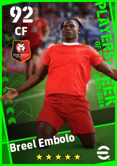 Breel Embolo eFootball 2026 player card — 92 OVR CF