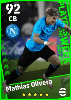 Mathias Olivera eFootball 2026 player card — 92 OVR CB
