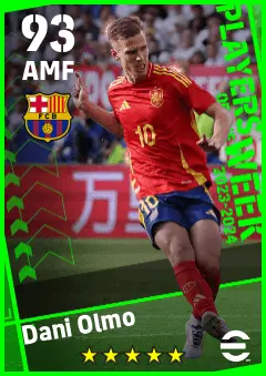 Dani Olmo eFootball 2026 player card — 93 OVR AMF