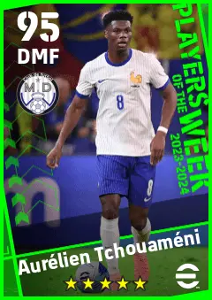 Aurelien Tchouameni eFootball 2026 player card — 95 OVR DMF
