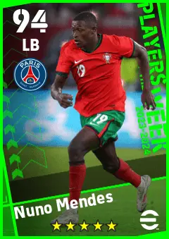 Nuno Mendes eFootball 2026 player card — 94 OVR LB