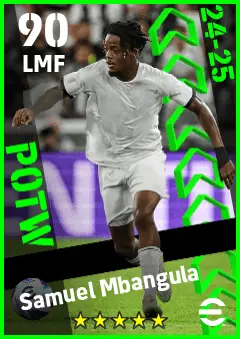 Samuel Mbangula eFootball 2026 player card — 90 OVR LMF