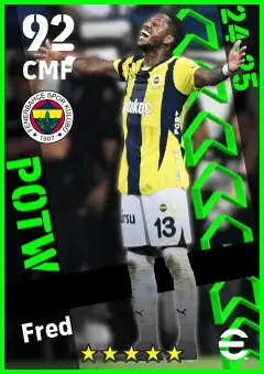 Fred eFootball 2026 player card — 92 OVR CMF