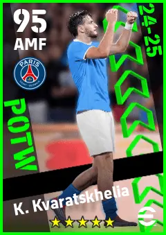 K. Kvaratskhelia eFootball 2026 player card — 95 OVR AMF
