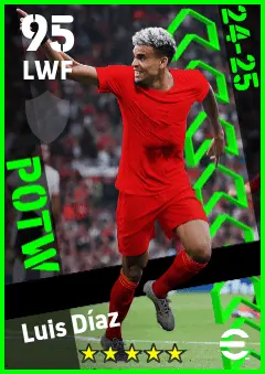 Luis Diaz eFootball 2026 player card — 95 OVR LWF