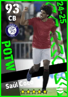 Saul Coco eFootball 2026 player card — 93 OVR CB