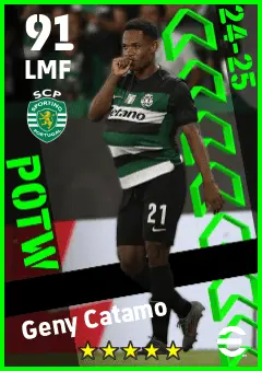 Geny Catamo eFootball 2026 player card — 91 OVR LMF