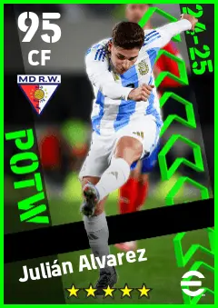 Julian Alvarez eFootball 2026 player card — 95 OVR CF