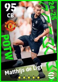 Matthijs de Ligt eFootball 2026 player card — 95 OVR CB