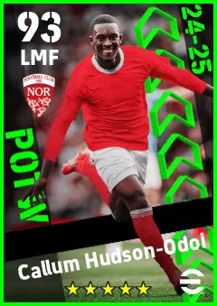 Callum Hudson-Odoi eFootball 2026 player card — 93 OVR LMF