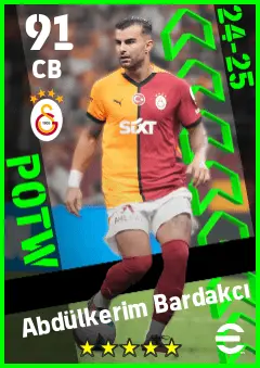 Abdulkerim Bardakci eFootball 2026 player card — 91 OVR CB