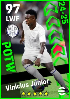 Vinicius Junior eFootball 2026 player card — 97 OVR LWF