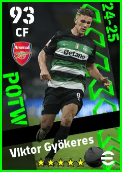 Viktor Gyokeres eFootball 2026 player card — 93 OVR CF
