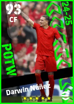 Darwin Nunez eFootball 2026 player card — 93 OVR CF