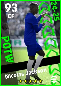 Nicolas Jackson eFootball 2026 player card — 93 OVR CF