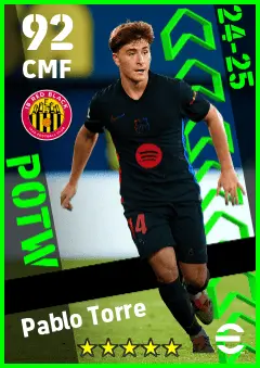Pablo Torre eFootball 2026 player card — 92 OVR CMF