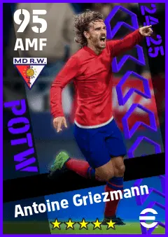 Antoine Griezmann eFootball 2026 player card — 95 OVR AMF