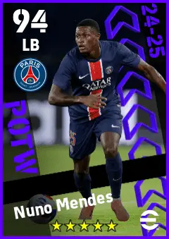 Nuno Mendes eFootball 2026 player card — 94 OVR LB