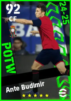 Ante Budimir eFootball 2026 player card — 92 OVR CF