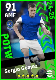 Sergio Gomez eFootball 2026 player card — 91 OVR AMF