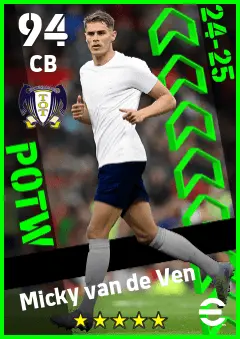 Micky van de Ven eFootball 2026 player card — 94 OVR CB