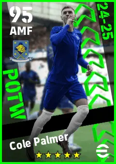 Cole Palmer eFootball 2026 player card — 95 OVR AMF