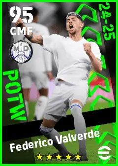 Federico Valverde eFootball 2026 player card — 95 OVR CMF