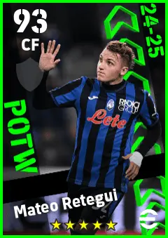 Mateo Retegui eFootball 2026 player card — 93 OVR CF