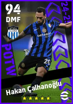 Hakan Calhanoglu eFootball 2026 player card — 94 OVR DMF