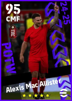 Alexis Mac Allister eFootball 2026 player card — 95 OVR CMF