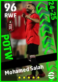 Mohamed Salah eFootball 2026 player card — 96 OVR RWF
