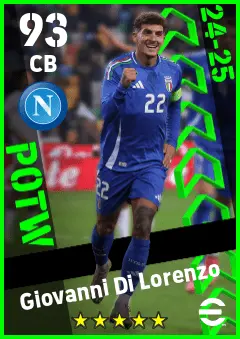 Giovanni Di Lorenzo eFootball 2026 player card — 93 OVR CB