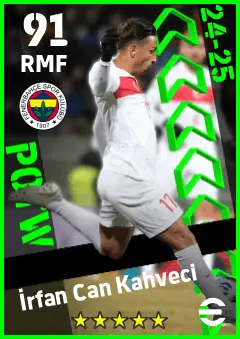 Irfan Can Kahveci eFootball 2026 player card — 91 OVR RMF