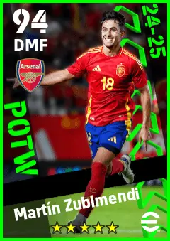 Martin Zubimendi eFootball 2026 player card — 94 OVR DMF