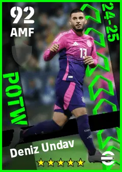 Deniz Undav eFootball 2026 player card — 92 OVR AMF